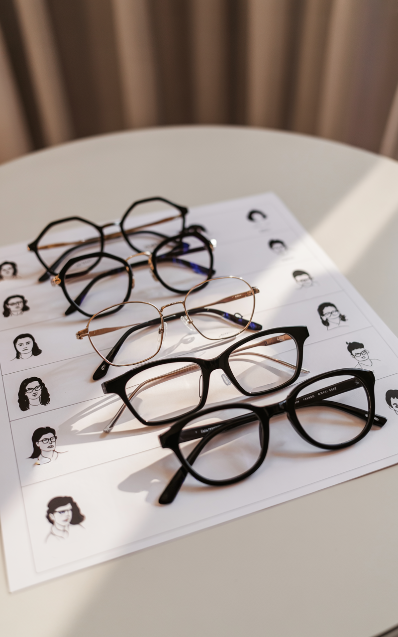 Eyewear shape chart with face shape recommendations