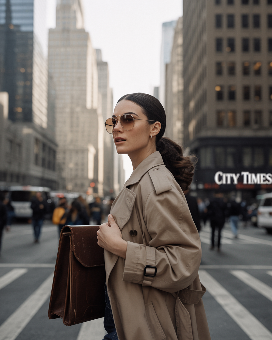 Stylish woman in aviator sunglasses with soft lighting and retro tones