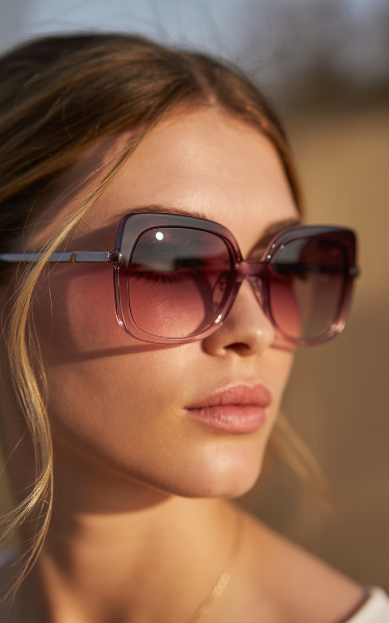 Gradient sunglasses on diamond face shape