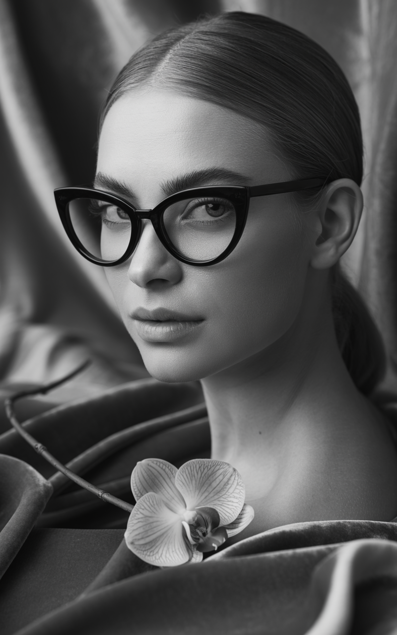 Cat eye glasses on diamond face shape