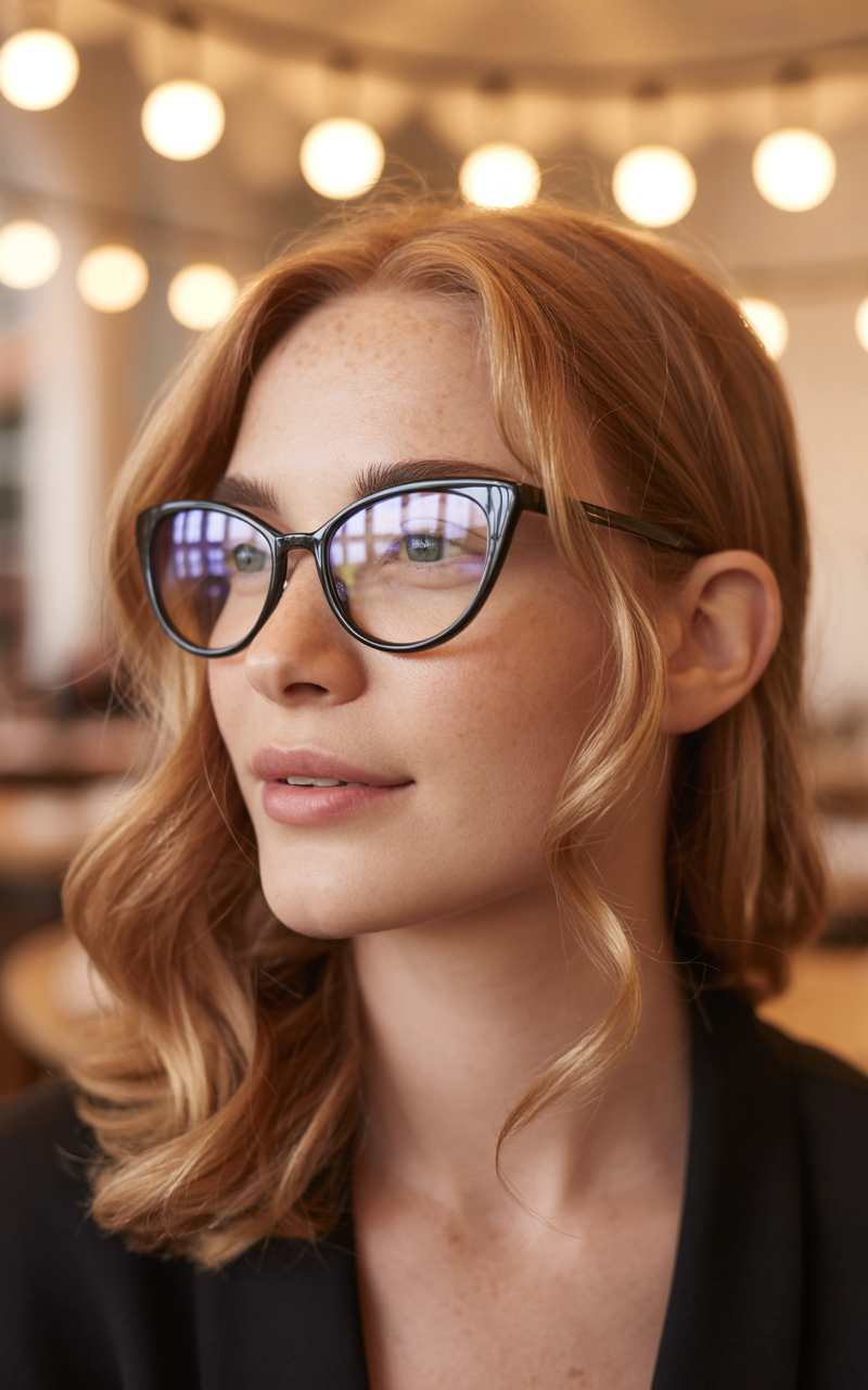 Cat eye glasses on oval face shape