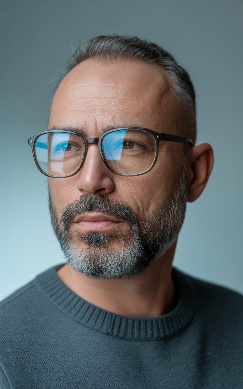 Rectangular glasses on round face