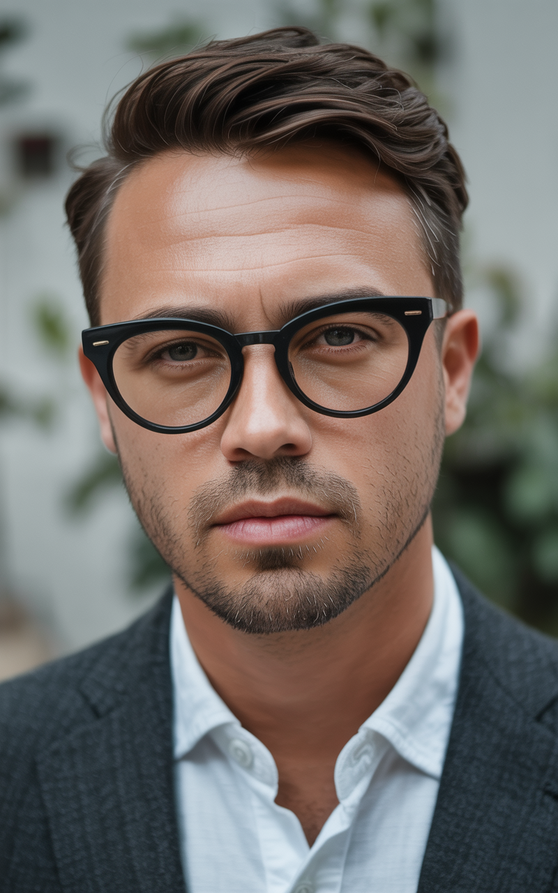 Cat eye glasses on round face