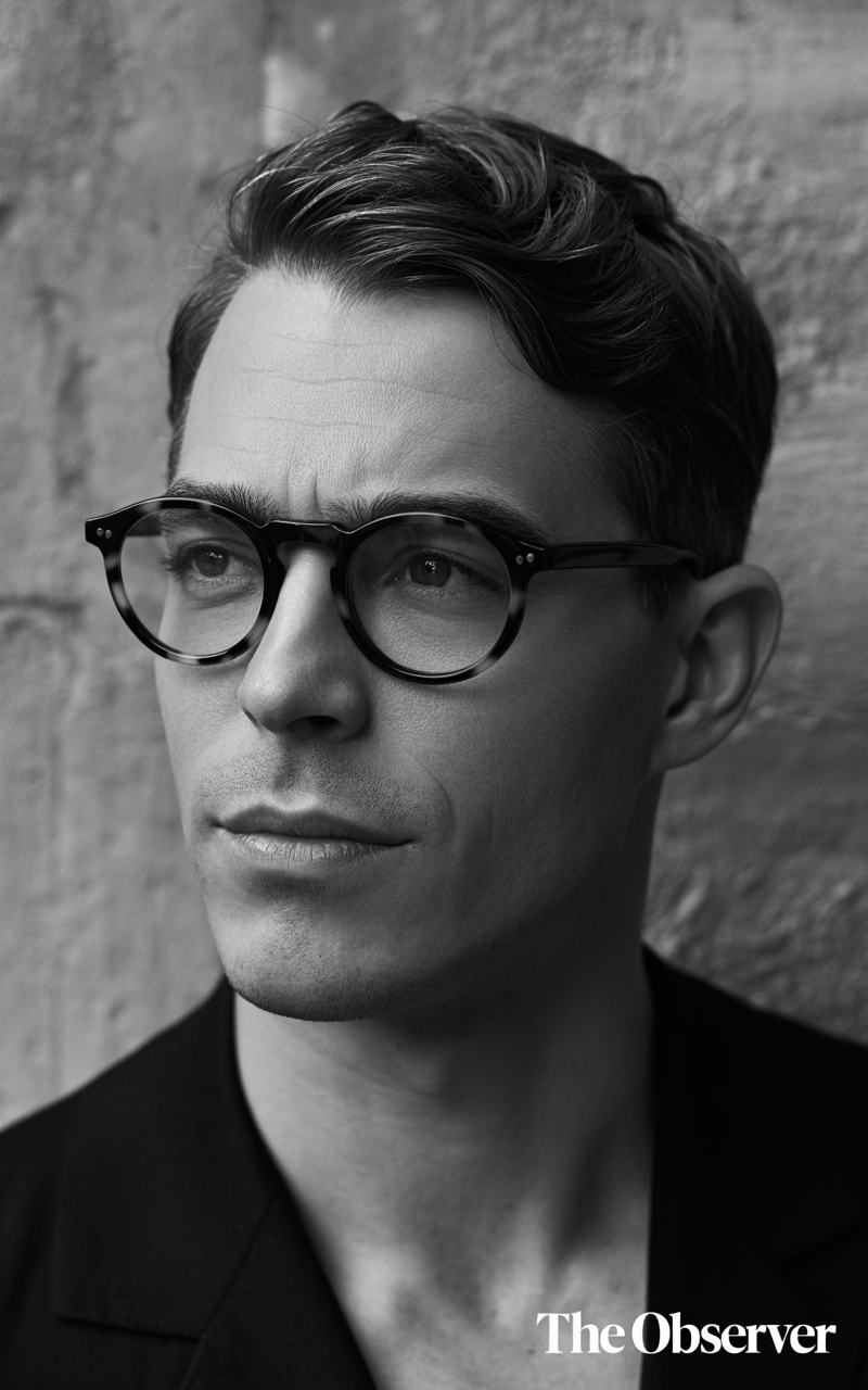 Model with square face wearing round glasses