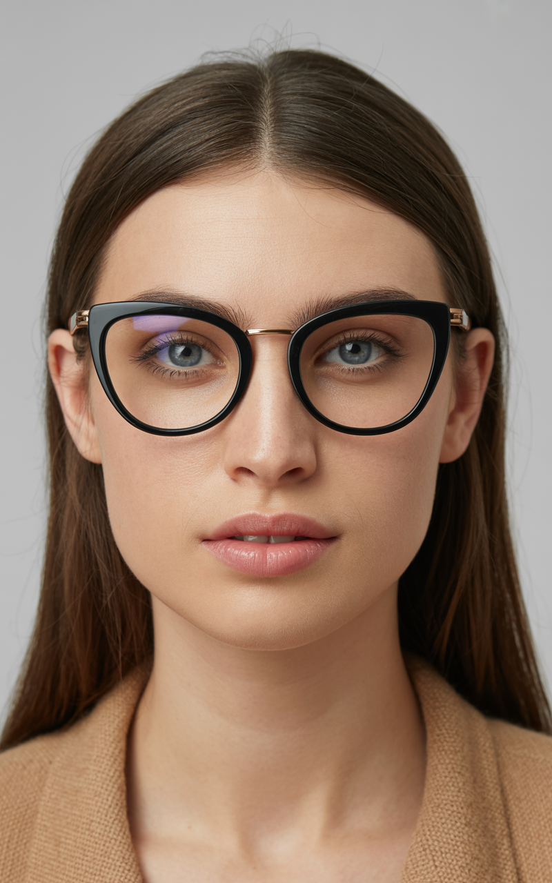 Cat eye glasses on square face shape