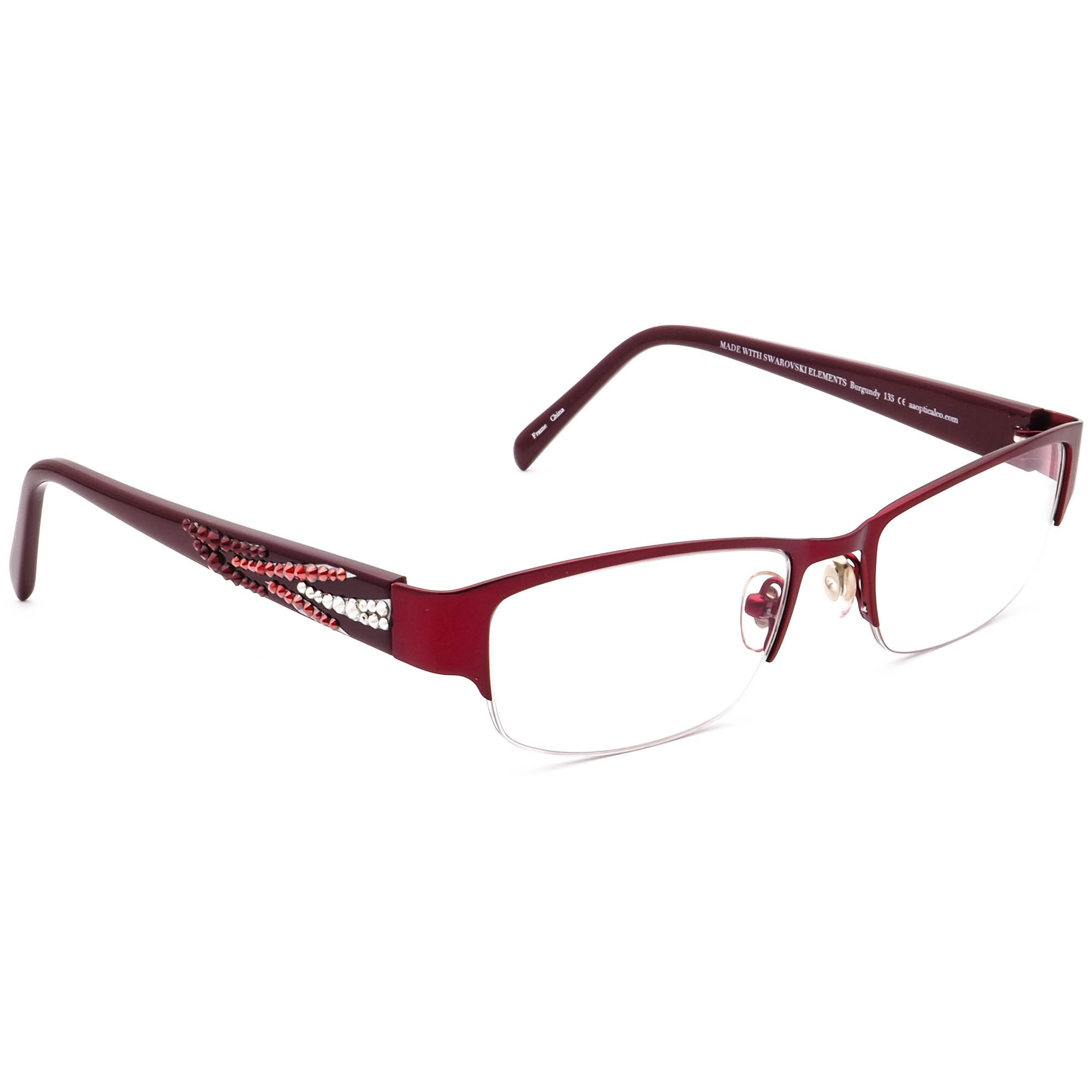 Jimmy Crystal Eyeglasses Legacy Swarovski Burgundy Half Rim  display picture 2