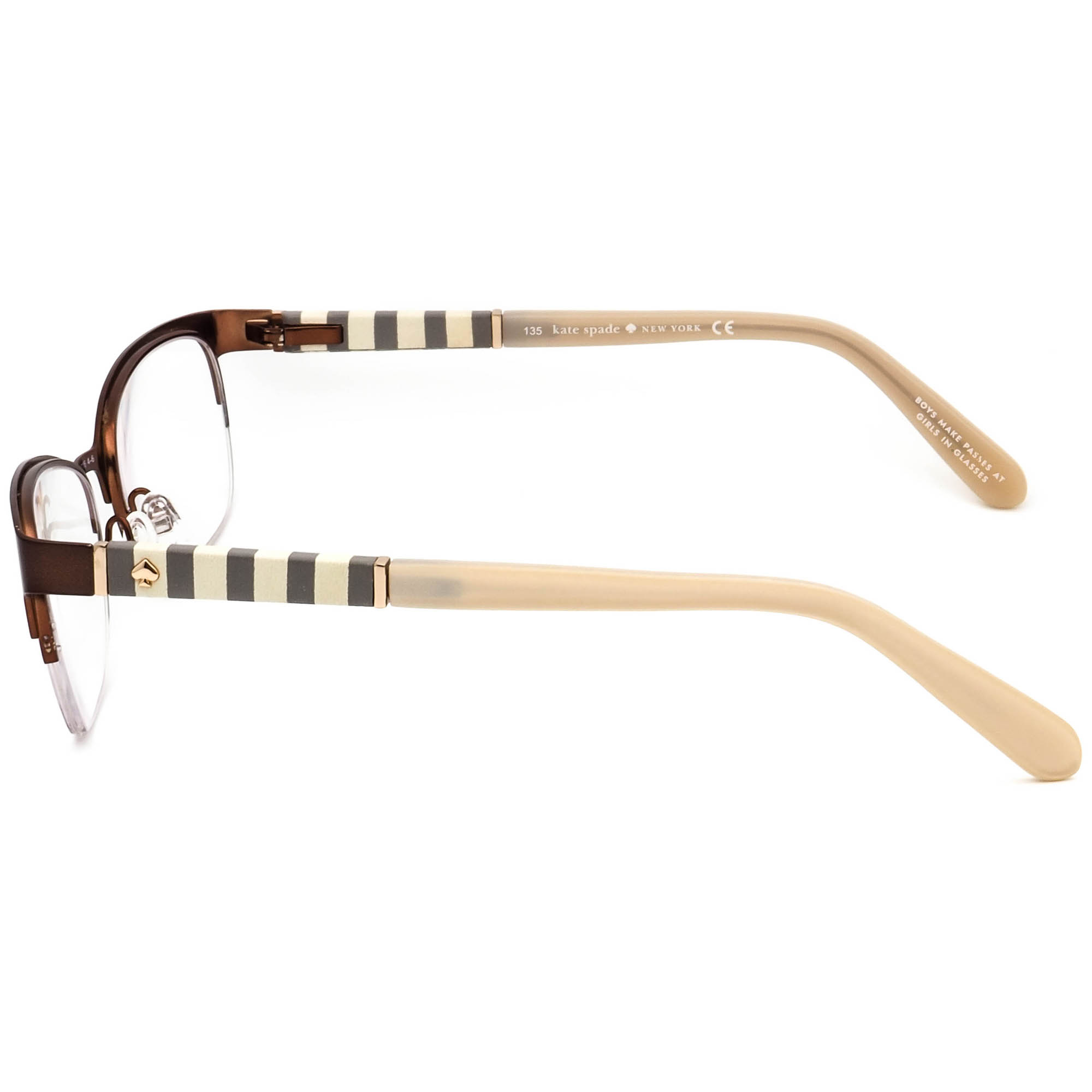 Kate Spade Eyeglasses Valary 0W94 Brown/Beige Stripe Half  display picture 1