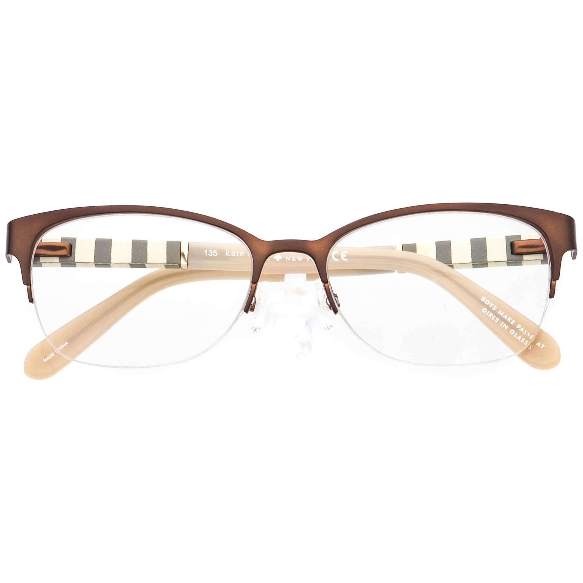 Kate Spade Valary 0W94 Bronze Striped Semi Rimless Eyeglasses Frames 49-16-135 Kate Spade New York Womens Eyeglass Frames Only 51-16-135  main image 4
