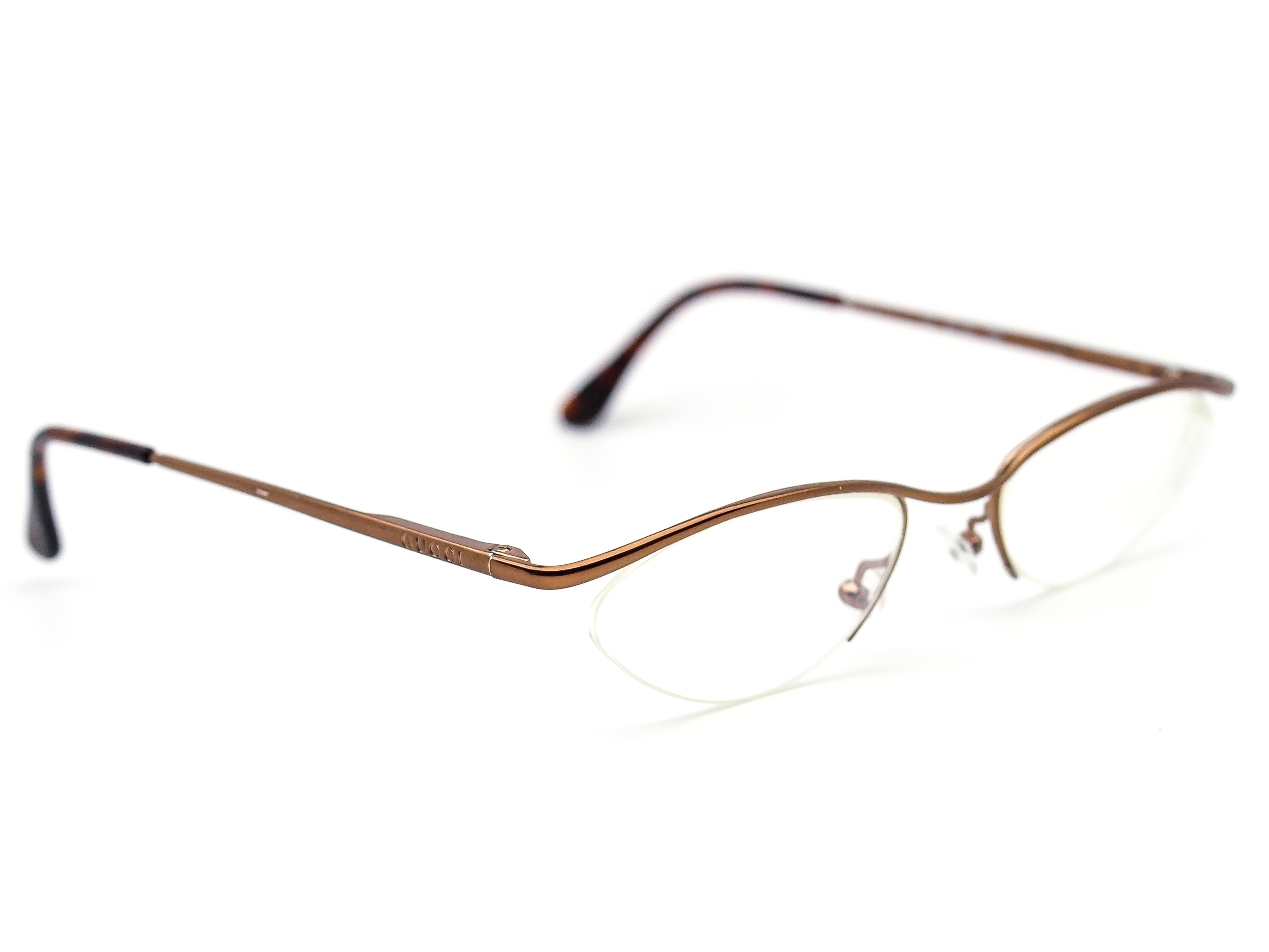 Gucci Eyeglasses GG 1293 6GK Bronze Half Rim Metal Frame Italy 52