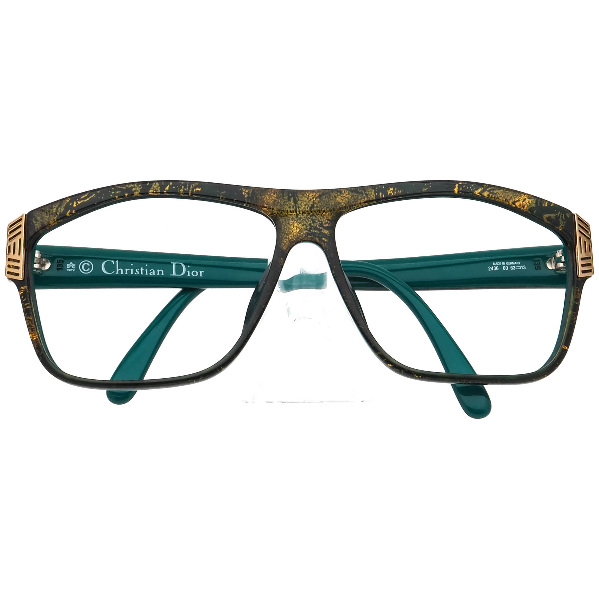 Christian Dior Vintage Sunglasses Frame 2436 60 Gold/Green Square