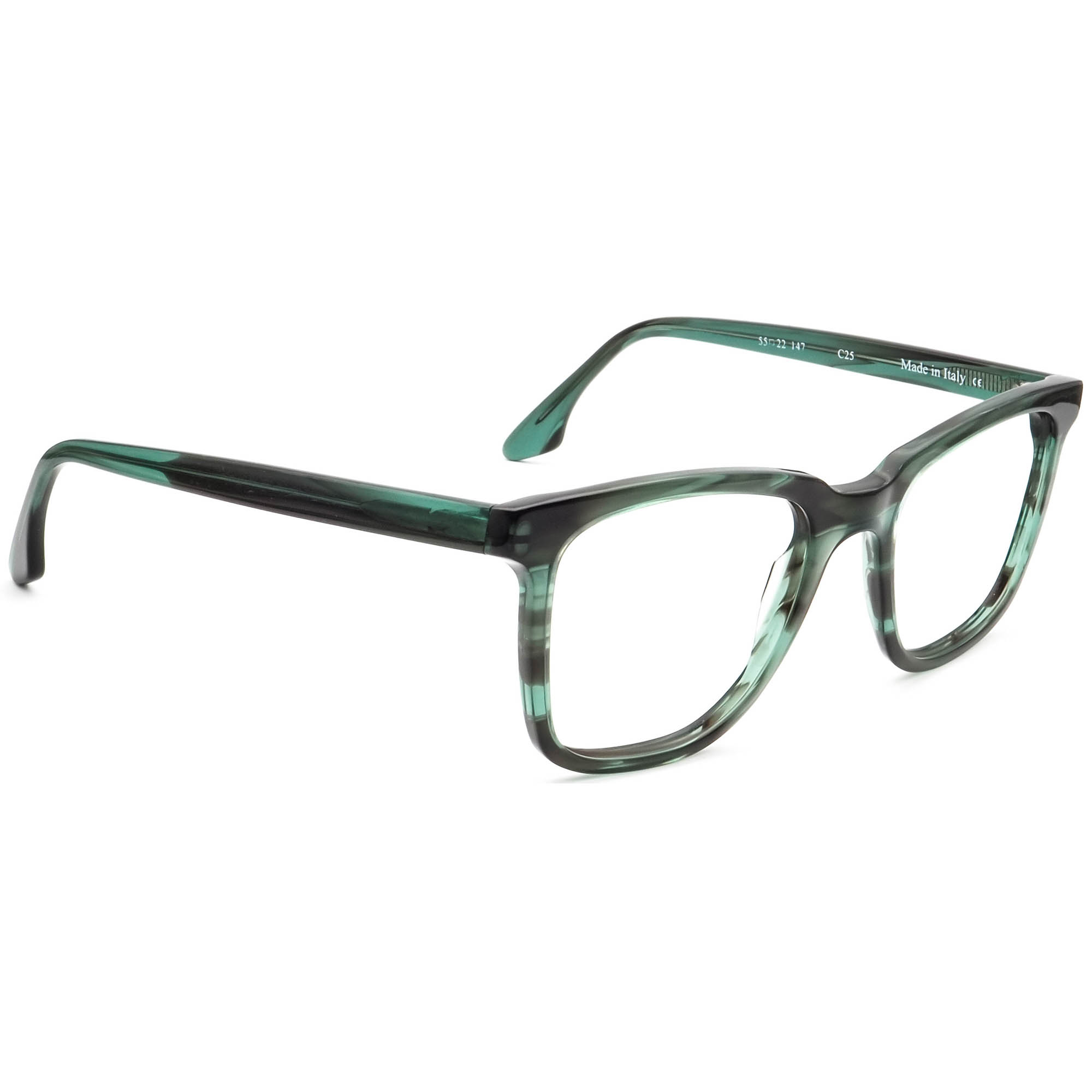 See Eyewear Eyeglasses 0542 C25 Striped Green Square Frame Italy