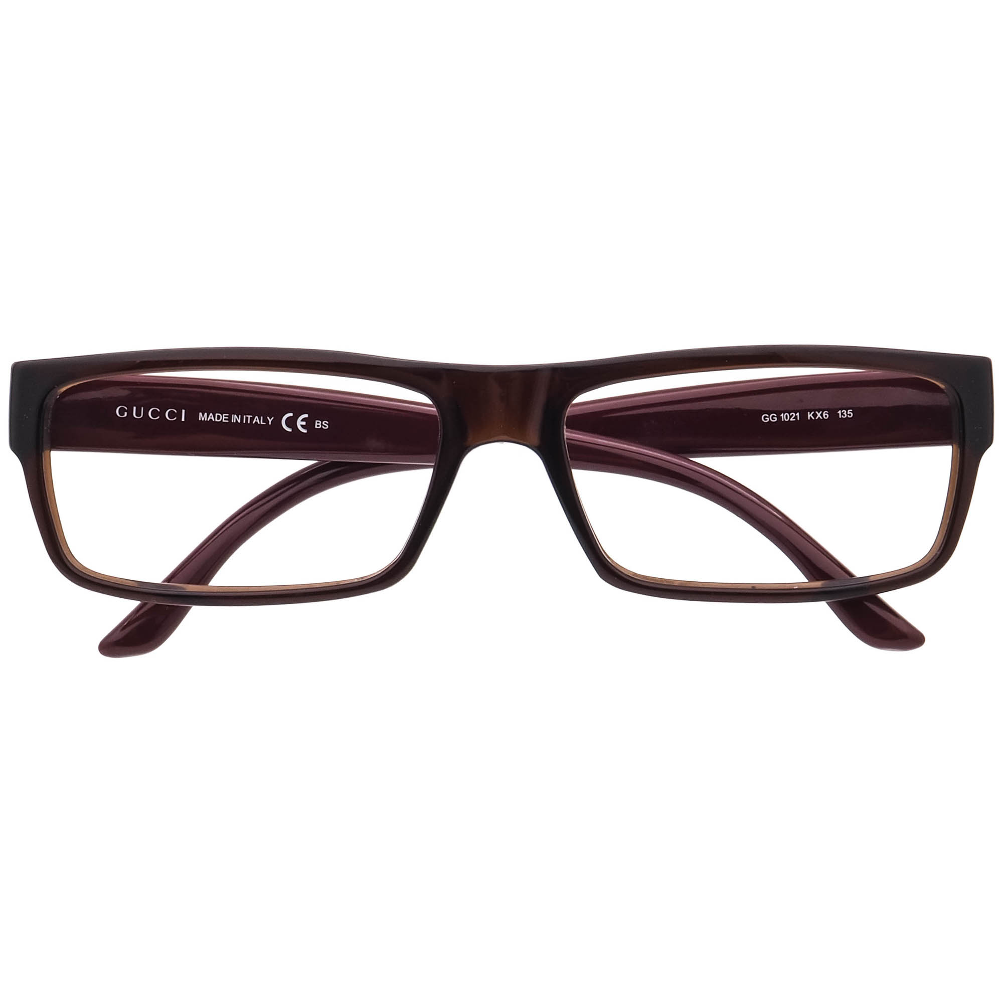 Gucci Eyeglasses GG 1021 KX6 Dark Brown Rectangular Frame Italy 55