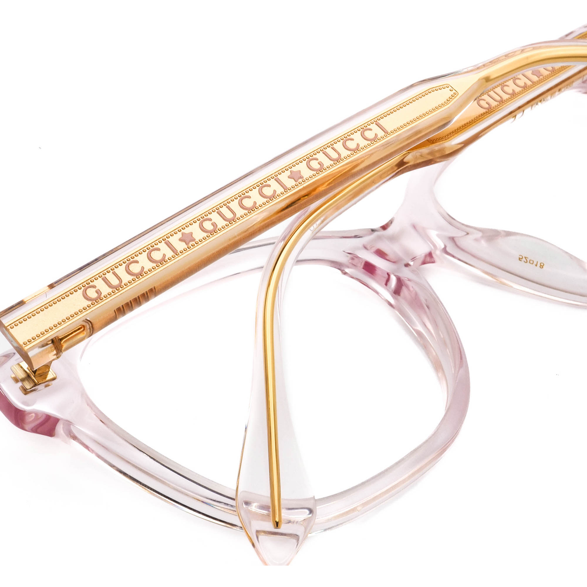 Gucci Eyeglasses GG0566ON 004 Blush Transparent/Gold Square