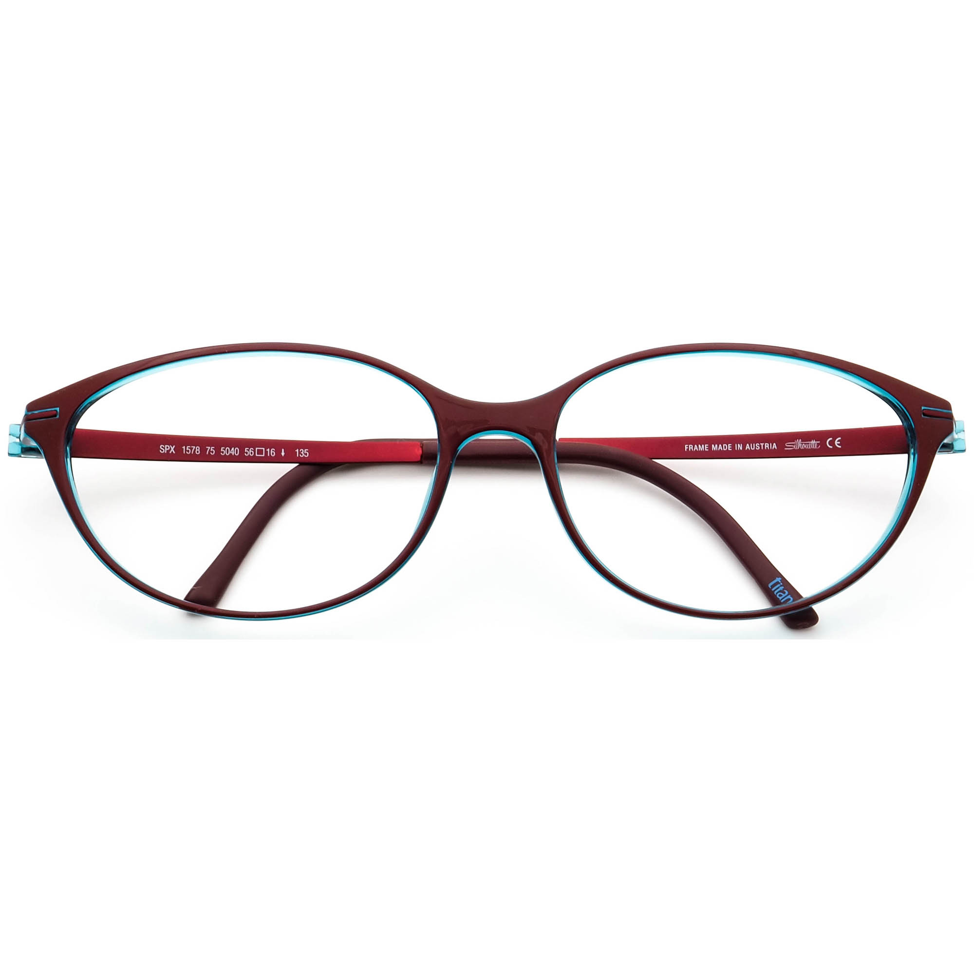 RX-ABLE WOMEN\'S SILHOUETTE 1578 EYEGLASS FRAMES BURGUNDY Silhouette Eyeglasses SPX 1578 75 5040 Titan Burgundy/Blue  main image 2