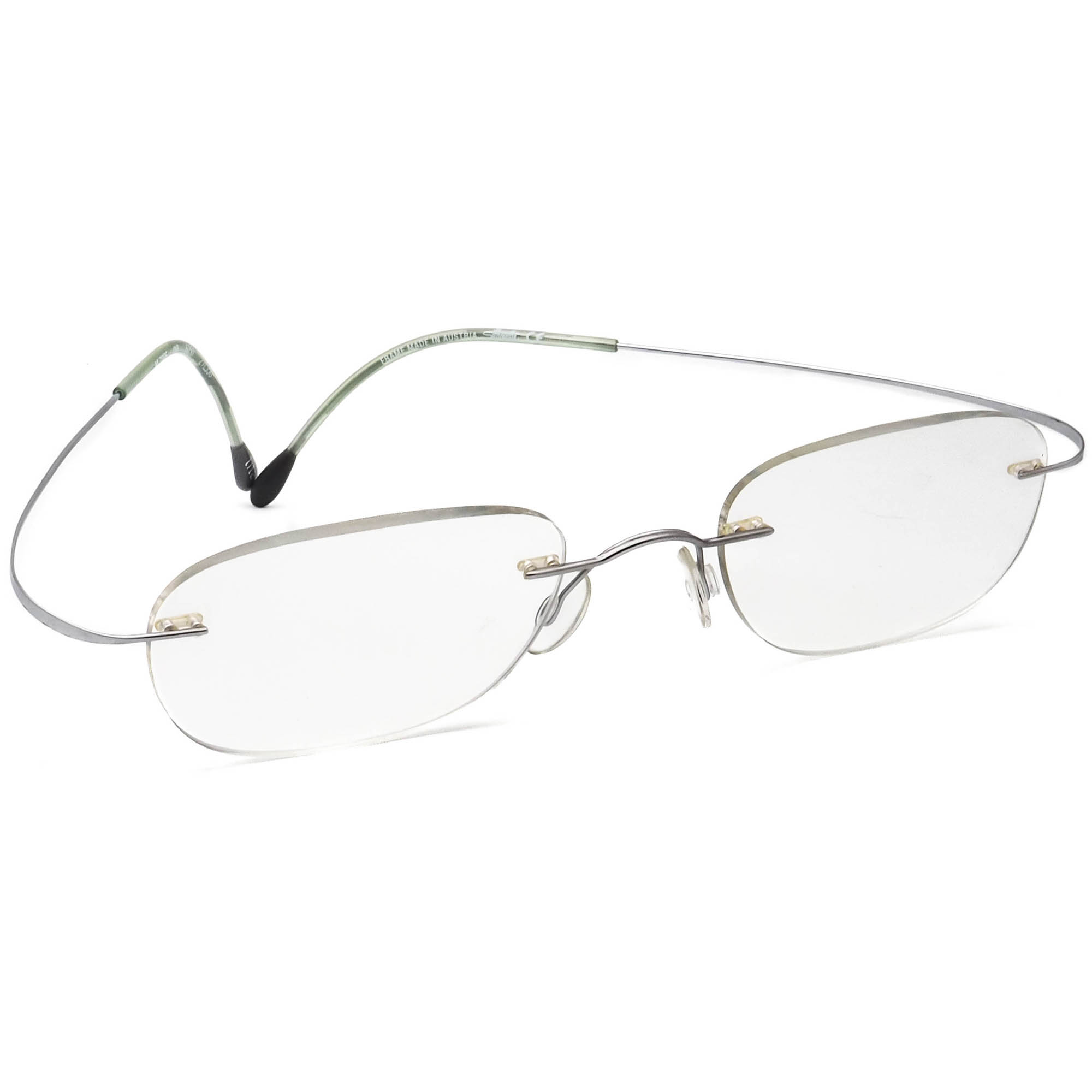 Silhouette M 7335 Rimless Cat Eye Eyeglasses Silver Green Made in Austria 3620 Titanium Reframed 4572 | Silhouette® [US] main image 3